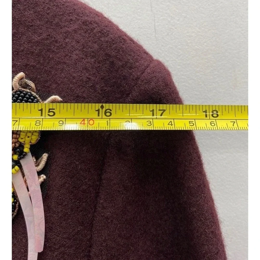 Luba by Hannah Payne 🐝Burgundy‎ Wool Dress 3D Embellished Bee Belted A-Line